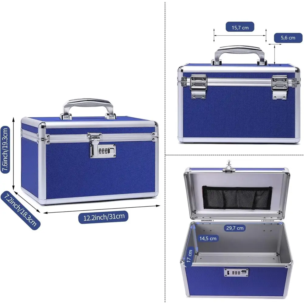 Locking Combination Medicine Box (Blue/Medium) - Home & Garden > Storage