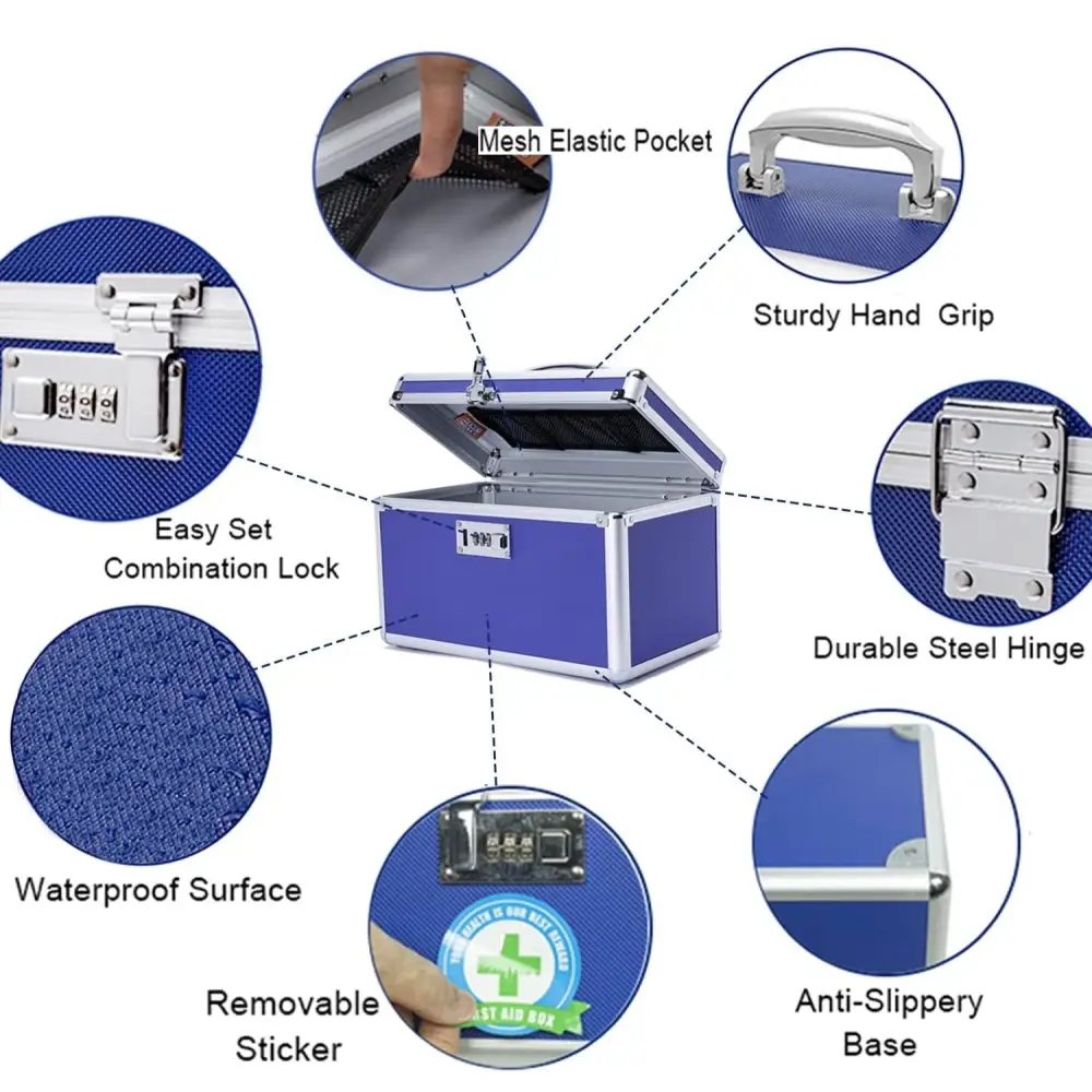 Locking Combination Medicine Box (Blue/Medium) - Home & Garden > Storage