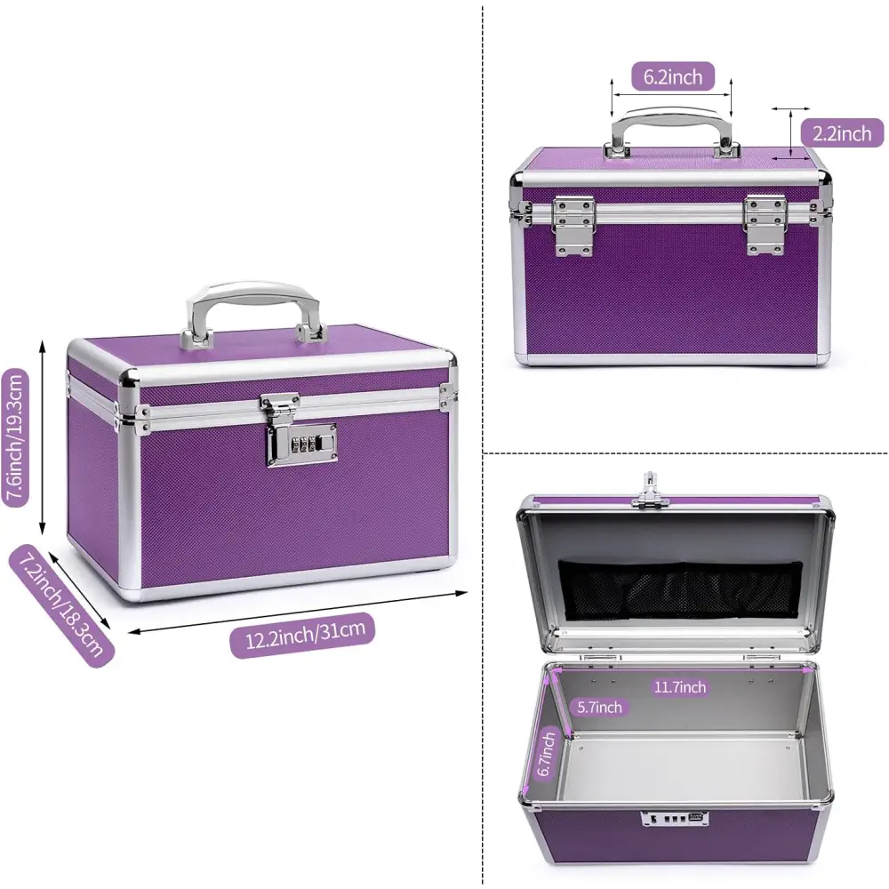 Locking Combination Medicine Box (Purple/Medium) - Home & Garden > Storage