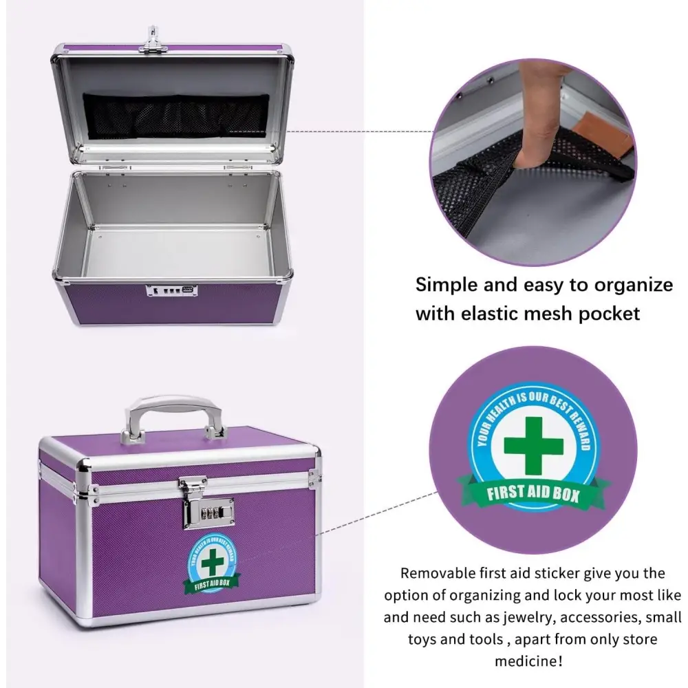 Locking Combination Medicine Box (Purple/Medium) - Home & Garden > Storage