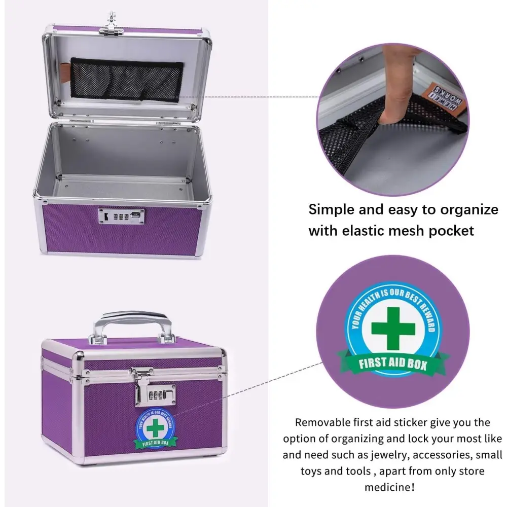 Locking Combination Medicine Box (Purple/Small) - Home & Garden > Storage