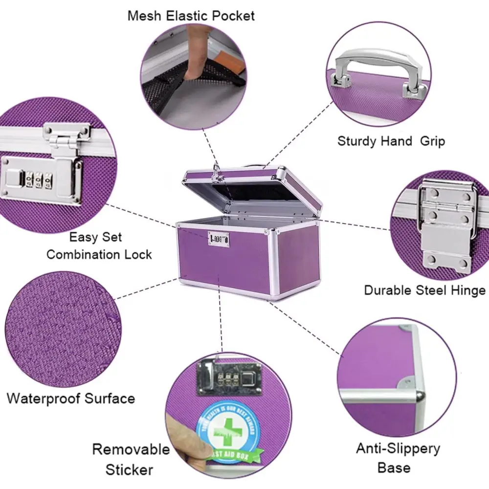 Locking Combination Medicine Box (Purple/Small) - Home & Garden > Storage