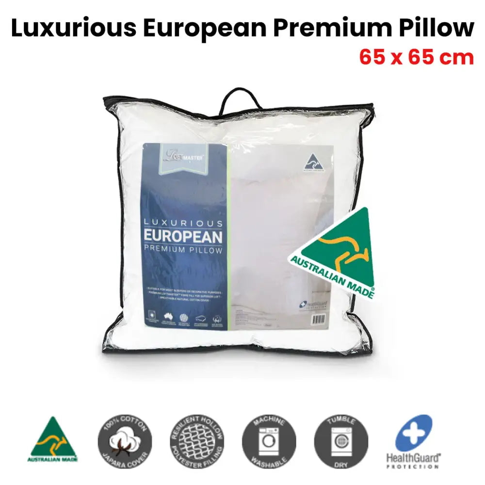 LoftMaster Luxurious Cotton Cover Premium European Pillow 65 x 65 cm - Home & Garden > Bedding