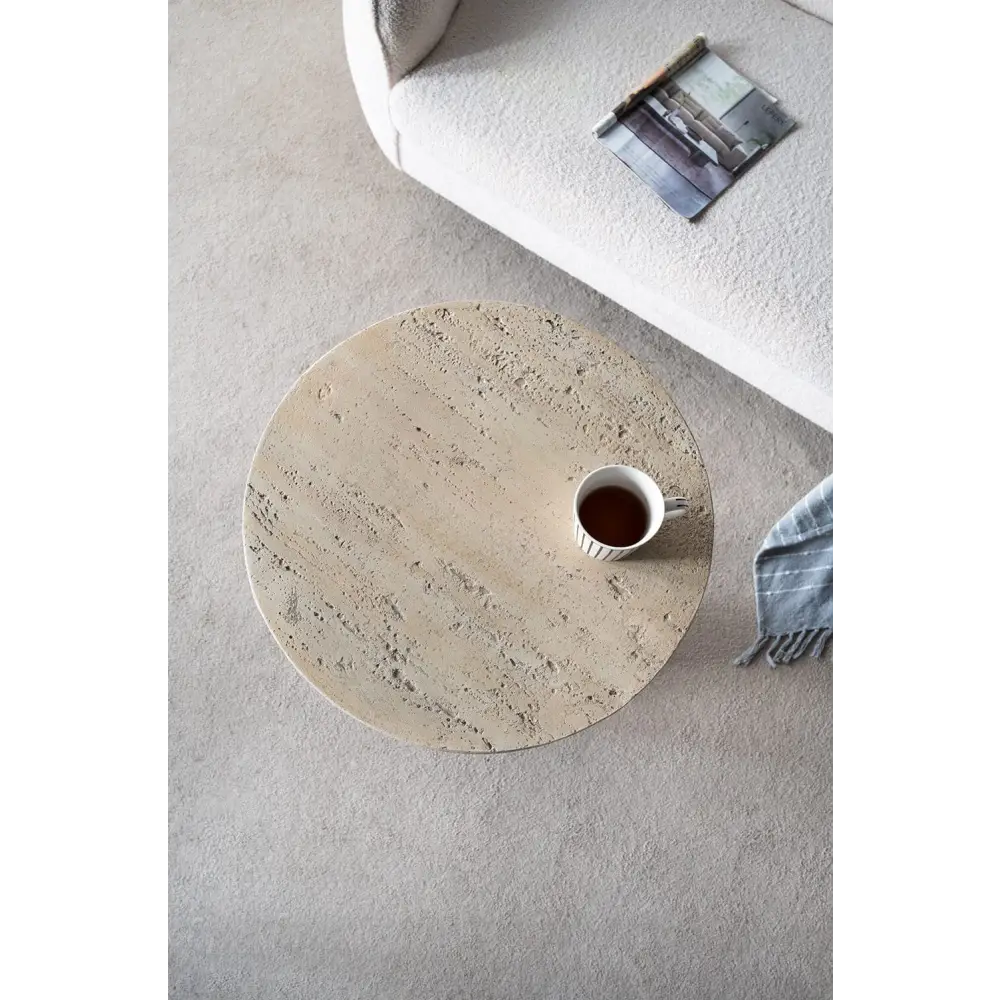 LOGAN CEMENT ROUND SIDE TABLE - Furniture > Living Room > Side Tables