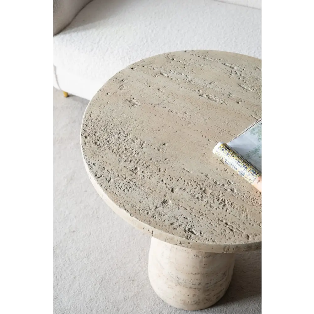 LOGAN CEMENT ROUND SIDE TABLE - Furniture > Living Room > Side Tables