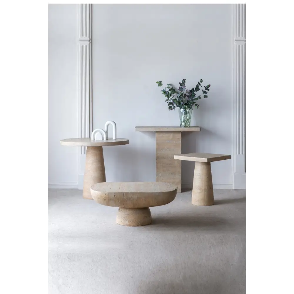 LOGAN CEMENT ROUND SIDE TABLE - Furniture > Living Room > Side Tables