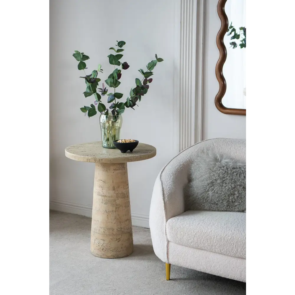 LOGAN CEMENT ROUND SIDE TABLE - Furniture > Living Room > Side Tables