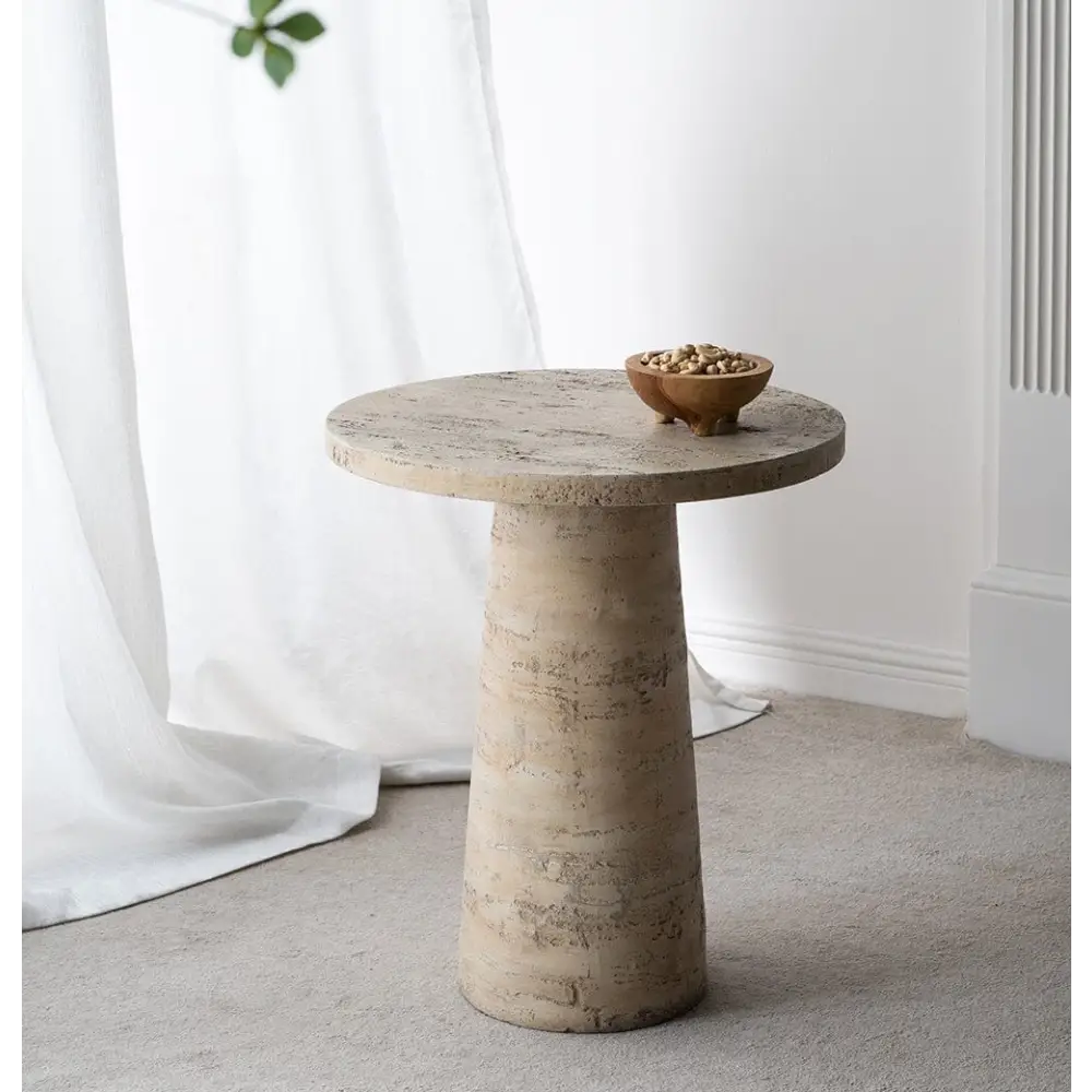 LOGAN CEMENT ROUND SIDE TABLE - Furniture > Living Room > Side Tables