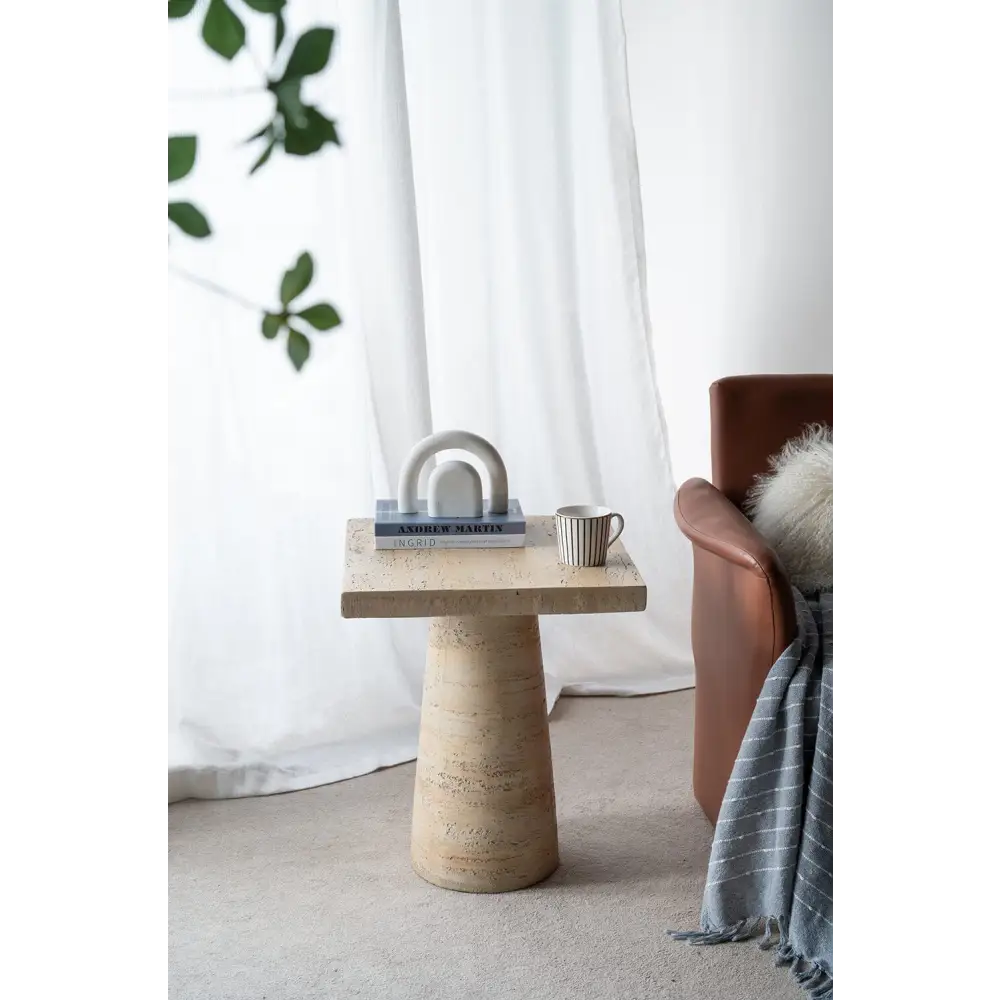 LOGAN CEMENT SQUARE SIDE TABLE - Furniture > Living Room > Side Tables