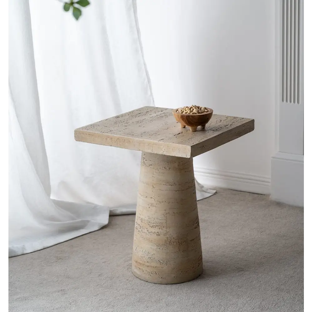 LOGAN CEMENT SQUARE SIDE TABLE - Furniture > Living Room > Side Tables