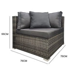 LONDON RATTAN 1 Seater Outdoor Corner Modular Lounge Chair Grey - Furniture > Outdoor