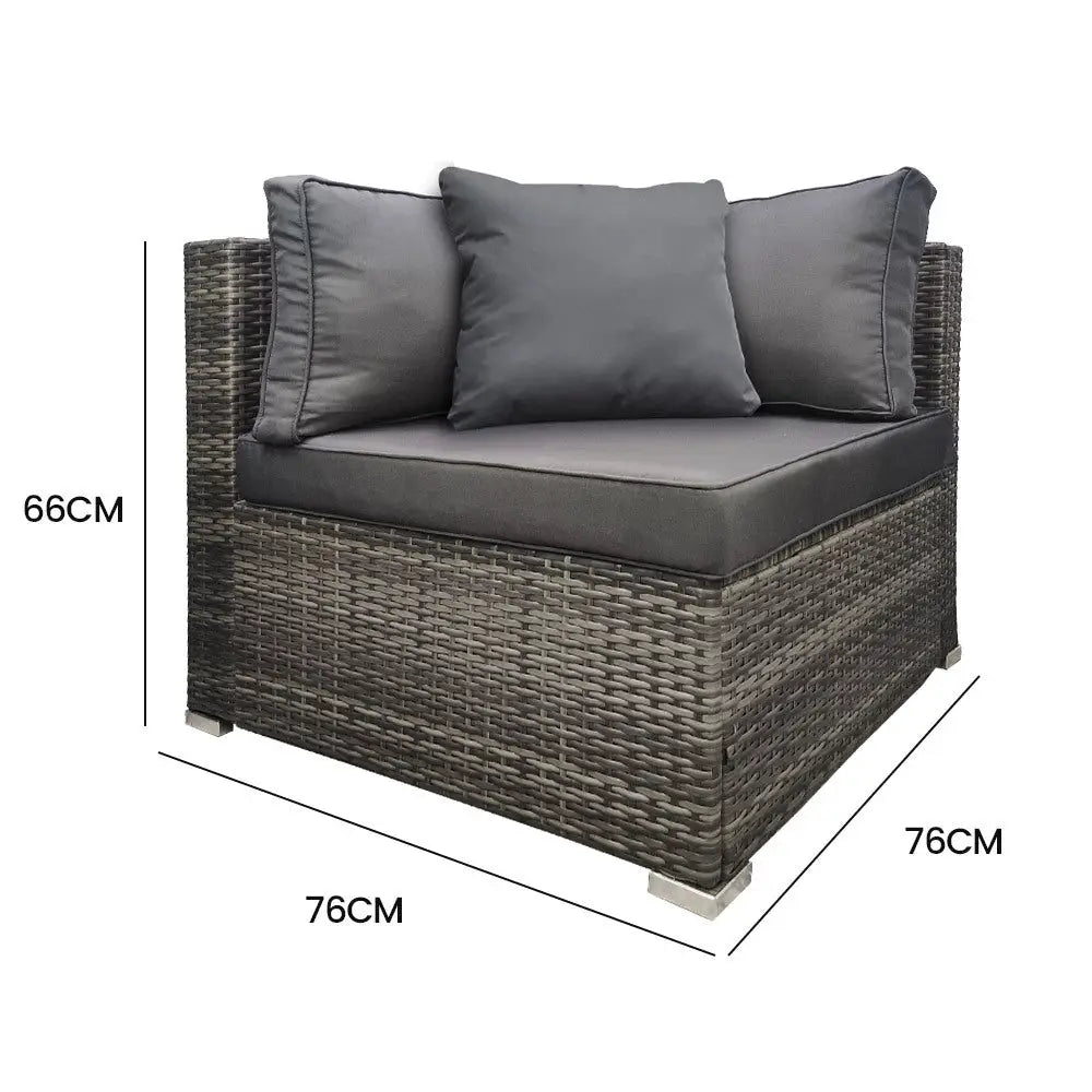 LONDON RATTAN 1 Seater Outdoor Corner Modular Lounge Chair Grey - Furniture > Outdoor