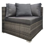 LONDON RATTAN 1 Seater Outdoor Corner Modular Lounge Chair Grey - Furniture > Outdoor