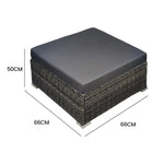 LONDON RATTAN 1 Seater Outdoor Ottoman Modular Wicker Lounge Furniture Grey - Furniture > Outdoor