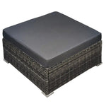 LONDON RATTAN 1 Seater Outdoor Ottoman Modular Wicker Lounge Furniture Grey - Furniture > Outdoor