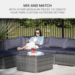 LONDON RATTAN 1 Seater Outdoor Ottoman Modular Wicker Lounge Furniture Grey - Furniture > Outdoor