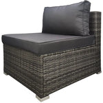 LONDON RATTAN 1 Seater Outdoor Sofa Modular Lounge Chair Grey - Furniture > Outdoor