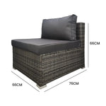 LONDON RATTAN 1 Seater Outdoor Sofa Modular Lounge Chair Grey - Furniture > Outdoor