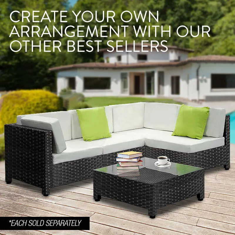 LONDON RATTAN 1pc Sofa Outdoor Furniture Setting - Steel Frame Garden Lounge - Furniture > Outdoor