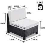 LONDON RATTAN 1pc Sofa Outdoor Furniture Setting - Steel Frame Garden Lounge - Furniture > Outdoor