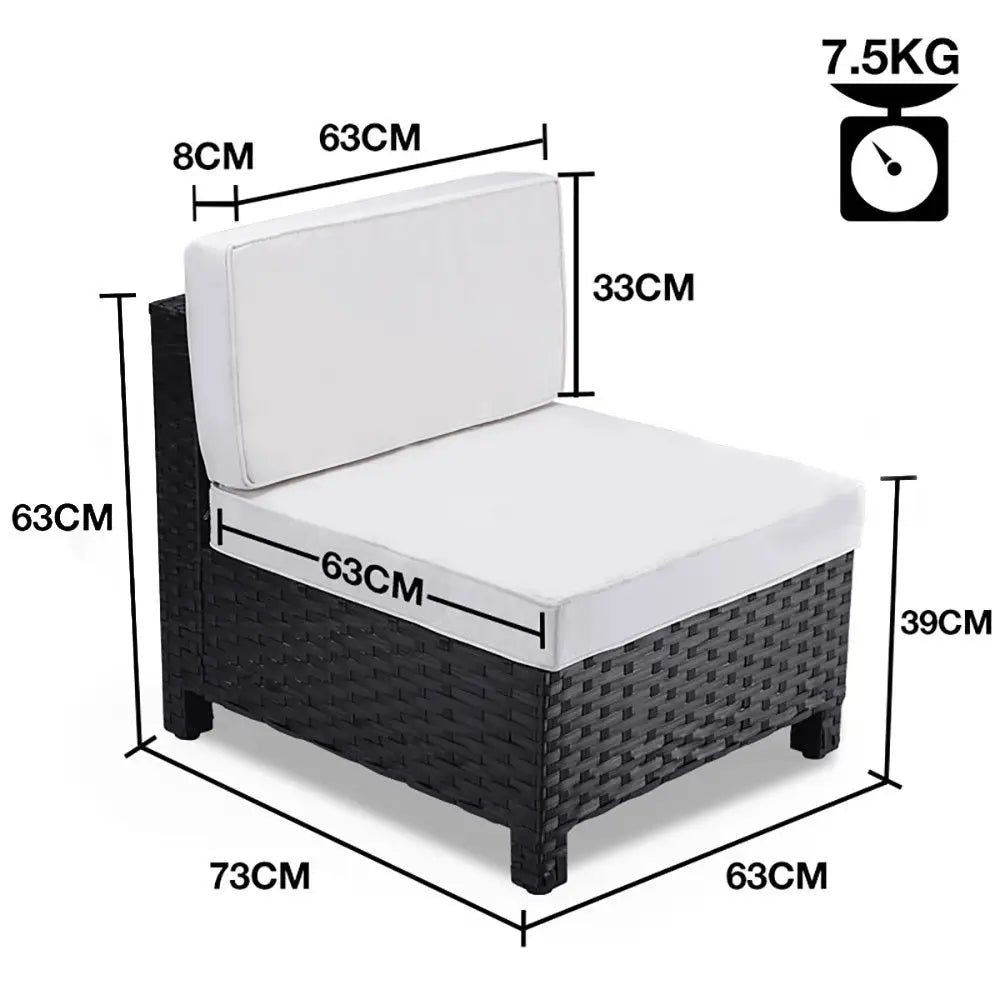 LONDON RATTAN 1pc Sofa Outdoor Furniture Setting - Steel Frame Garden Lounge - Furniture > Outdoor
