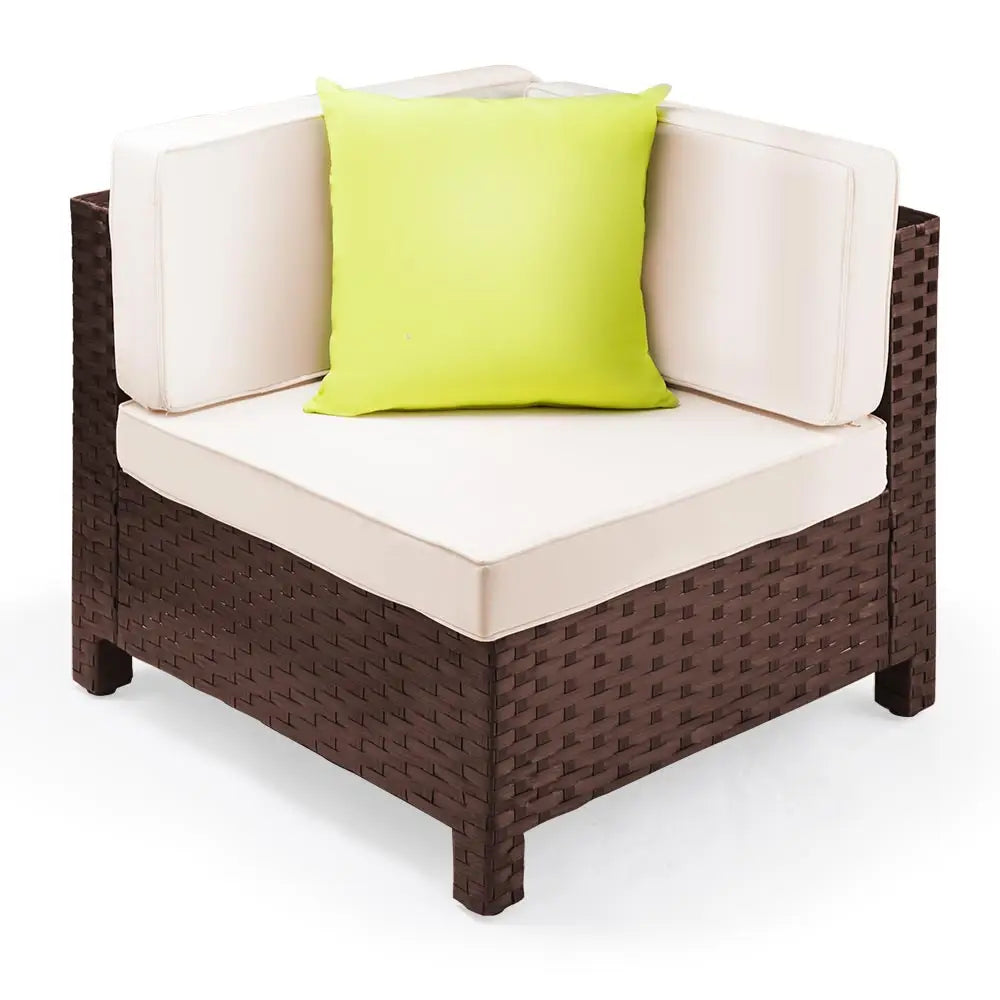 LONDON RATTAN 1pc Sofa Outdoor Furniture Wicker Lounge Corner Garden Chair - Furniture > Outdoor