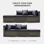LONDON RATTAN 3 Seater Modular Outdoor Lounge Setting Grey - Furniture > Outdoor