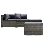 LONDON RATTAN 4 Piece 3 Seater Modular Outdoor Lounge Setting Grey - Furniture > Outdoor