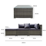 LONDON RATTAN 4 Piece 3 Seater Modular Outdoor Lounge Setting Grey - Furniture > Outdoor