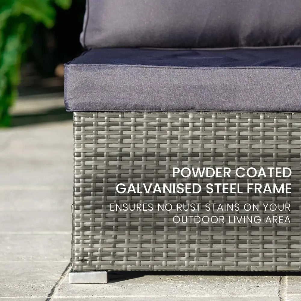 LONDON RATTAN 4 Piece 3 Seater Modular Outdoor Lounge Setting incl. Coffee Table Grey - Furniture > Outdoor