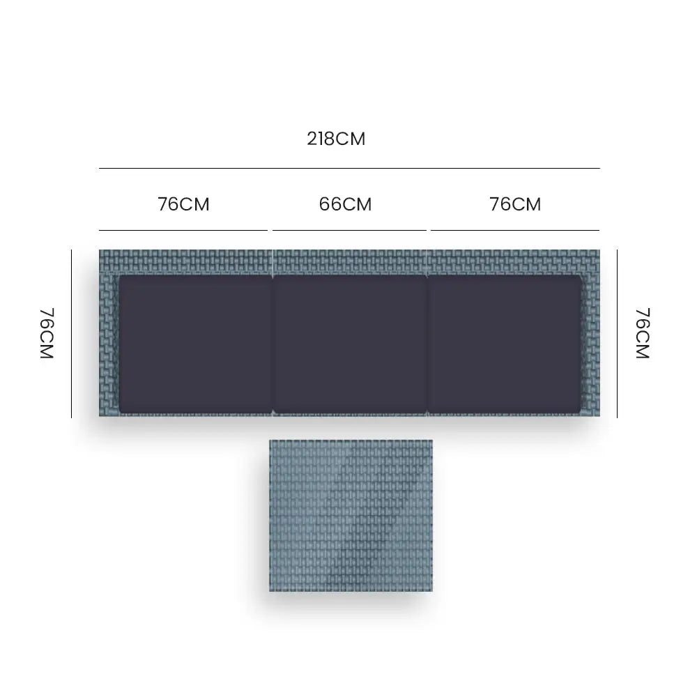 LONDON RATTAN 4 Piece 3 Seater Modular Outdoor Lounge Setting incl. Coffee Table Grey - Furniture > Outdoor