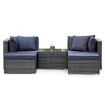 LONDON RATTAN 4 Seater Modular Outdoor Lounge Setting with Coffee Table Grey - Furniture > Outdoor
