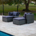LONDON RATTAN 4 Seater Modular Outdoor Lounge Setting with Coffee Table Grey - Furniture > Outdoor