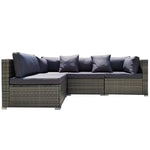 LONDON RATTAN 4 Seater Modular Outdoor Lounge Sofa Setting Grey - Furniture > Outdoor