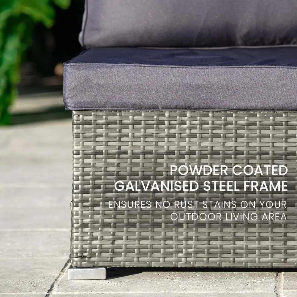 LONDON RATTAN 5 Seater Modular Outdoor Setting Lounge with Coffee Table Grey - Furniture > Outdoor