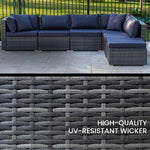 LONDON RATTAN 6 Seater Modular Outdoor Lounge Setting Grey - Furniture > Outdoor