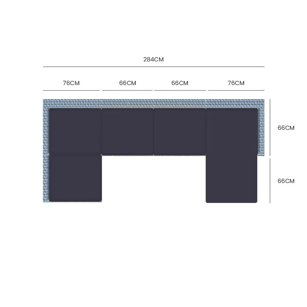LONDON RATTAN 6 Seater Modular Outdoor Lounge Setting Grey - Furniture > Outdoor