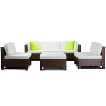 LONDON RATTAN 6pc Outdoor Furniture Setting Wicker Lounge Sofa Set Brown - Furniture > Outdoor