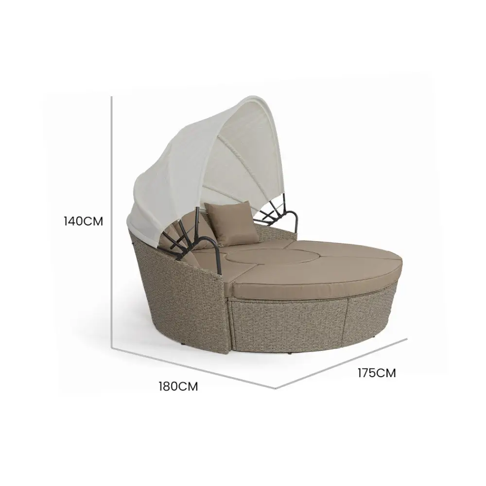LONDON RATTAN Day Bed Daybed Sofa Garden Wicker Outdoor Furniture Round - Furniture > Outdoor