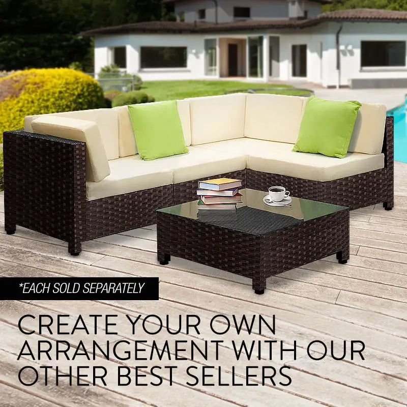 LONDON RATTAN Ottoman Outdoor Wicker Furniture Garden Sofa Lounge Foot Stool - Furniture > Outdoor