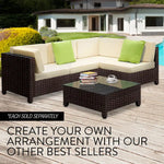 LONDON RATTAN Ottoman Outdoor Wicker Furniture Garden Sofa Lounge Foot Stool - Furniture > Outdoor