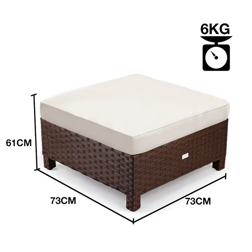 LONDON RATTAN Ottoman Outdoor Wicker Furniture Garden Sofa Lounge Foot Stool - Furniture > Outdoor
