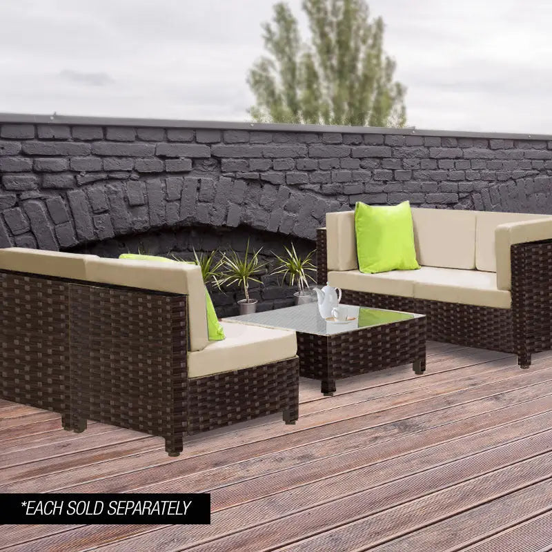 LONDON RATTAN Ottoman Outdoor Wicker Furniture Garden Sofa Lounge Foot Stool - Furniture > Outdoor