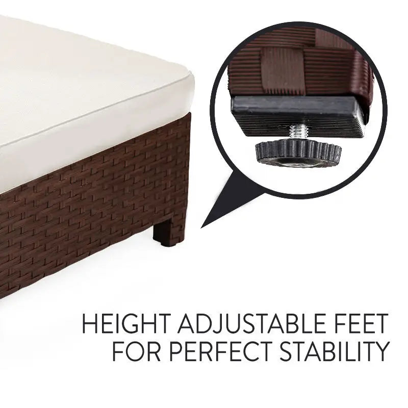LONDON RATTAN Ottoman Outdoor Wicker Furniture Garden Sofa Lounge Foot Stool - Furniture > Outdoor