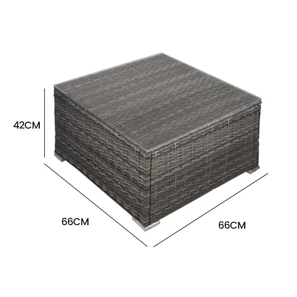 LONDON RATTAN Outdoor Wicker Coffee Table Patio Furniture 1 Piece Grey - Furniture > Outdoor