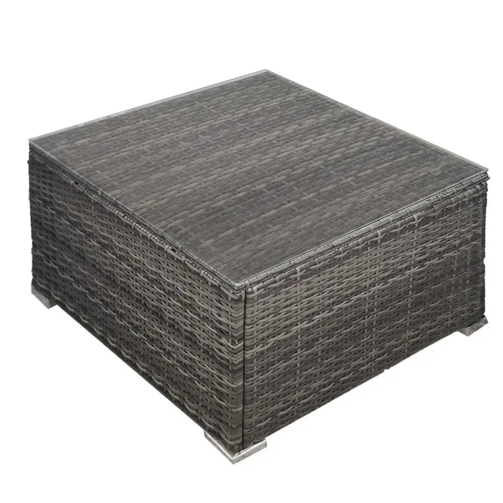 LONDON RATTAN Outdoor Wicker Coffee Table Patio Furniture 1 Piece Grey - Furniture > Outdoor