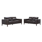 Lorenzo 2 + 3 Seater Sofa Leather Upholstered Lounge Set - Chocolate - Furniture > Sofas
