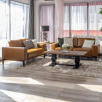 Lorenzo 2 + 3 Seater Sofa Leather Upholstered Lounge Set - Tan - Furniture > Sofas