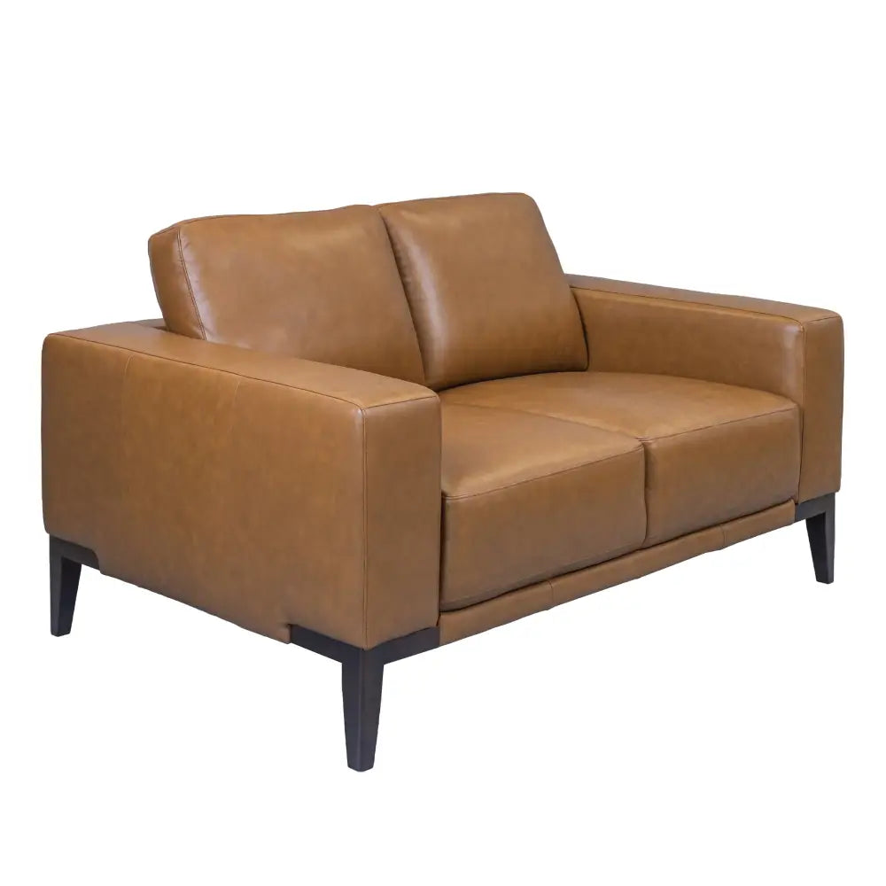 Lorenzo 2 Seater Sofa Leather Upholstered Lounge - Tan - Furniture > Sofas