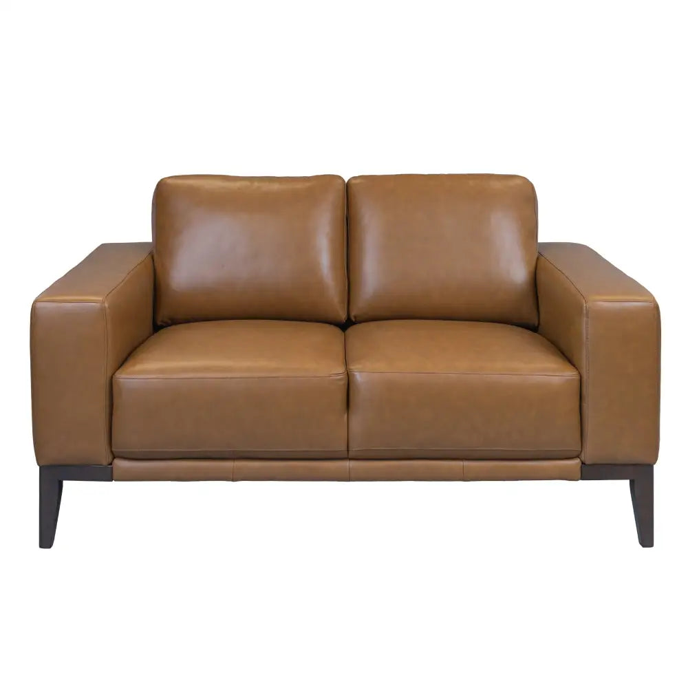 Lorenzo 2 Seater Sofa Leather Upholstered Lounge - Tan - Furniture > Sofas